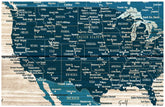 World Map Wall Art Canvas, Rustic Blue, Push Pin Map Map World Vibe Studio 