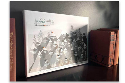 Catskill 3500 Canvas Board, Push Pin Tracker, Peak bagging Board Map World Vibe Studio 12X16 Beige Gray 