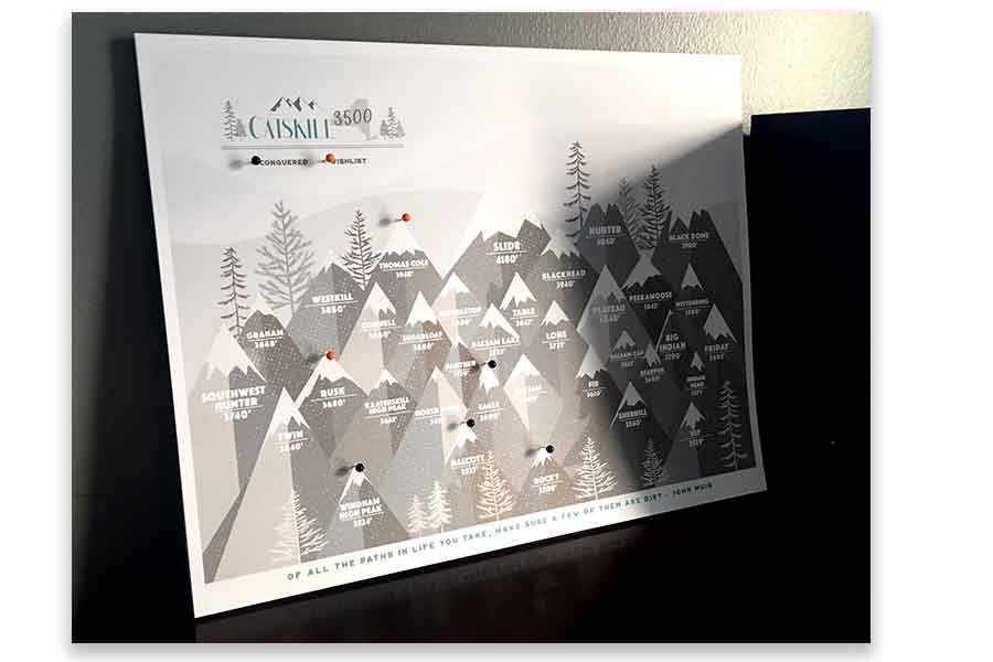Catskills Hiking Decor Print, Catskill Mountain, Push Pin Board Map World Vibe Studio 