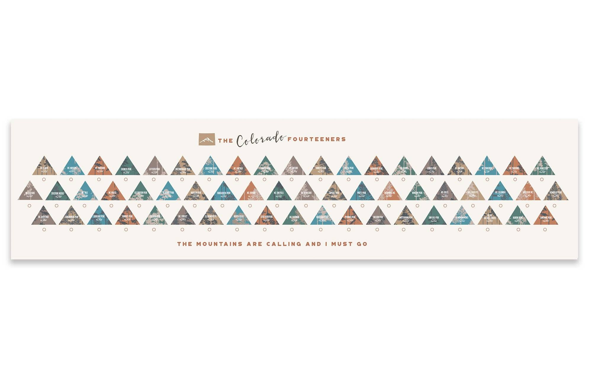 Colorado 14er, Gallery Wrapped Canvas, Push Pin Board Map World Vibe Studio 