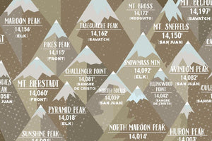 Colorado 14ers Wall Art, Mounted on foam, Includes Pins Map World Vibe Studio 