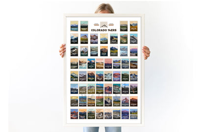 Colorado 14ers Retro Style Poster, Unframed Map World Vibe Studio 