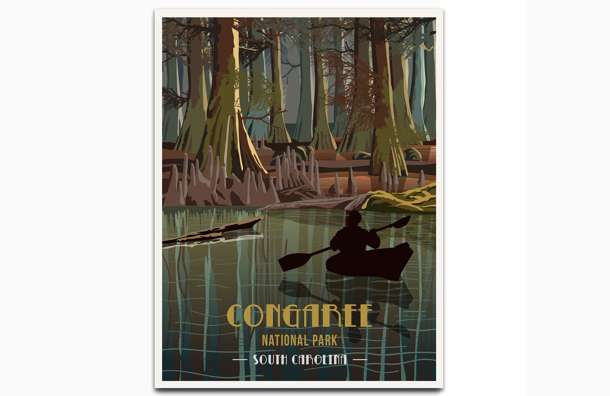 Congaree National Park, South Carolina, National Park Prints, Unframed Map World Vibe Studio 8X10 