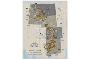 Framed, Push Pin Map, Continental Divide Scenic Trail Map World Vibe Studio 16X24 Tan 