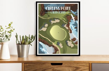 Cypress Point Country Club Golf Poster, Virginia, Golf Clubs of America, Unframed Map World Vibe Studio 