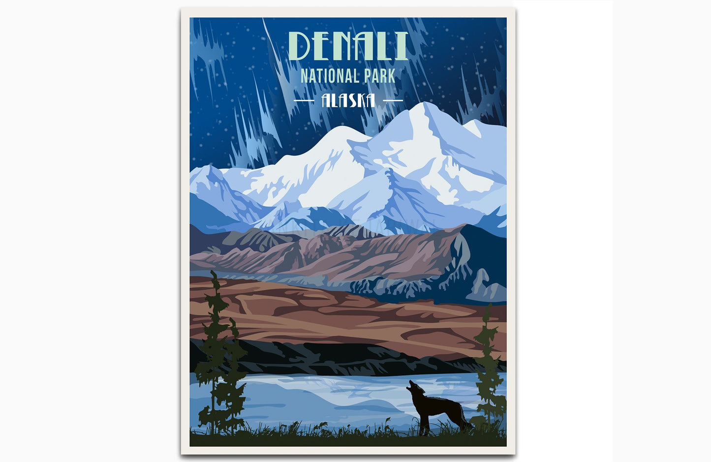 Denali National Park, Alaska National Park Poster, Unframed Map World Vibe Studio 8X10 