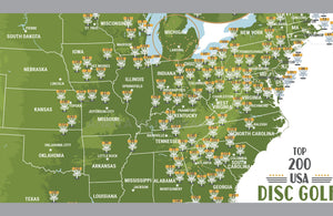 Disc Golf Course Map, Custom Disc Golf Course Map OF USA, Unframed Map World Vibe Studio 