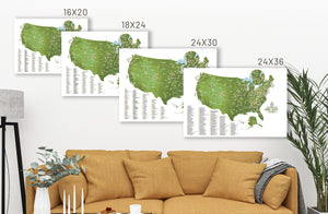 Disc Golf Course Map, Custom Disc Golf Course Map OF USA, Unframed Map World Vibe Studio 