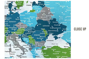 Europe Decor, Poster, Green and Teal Map World Vibe Studio 