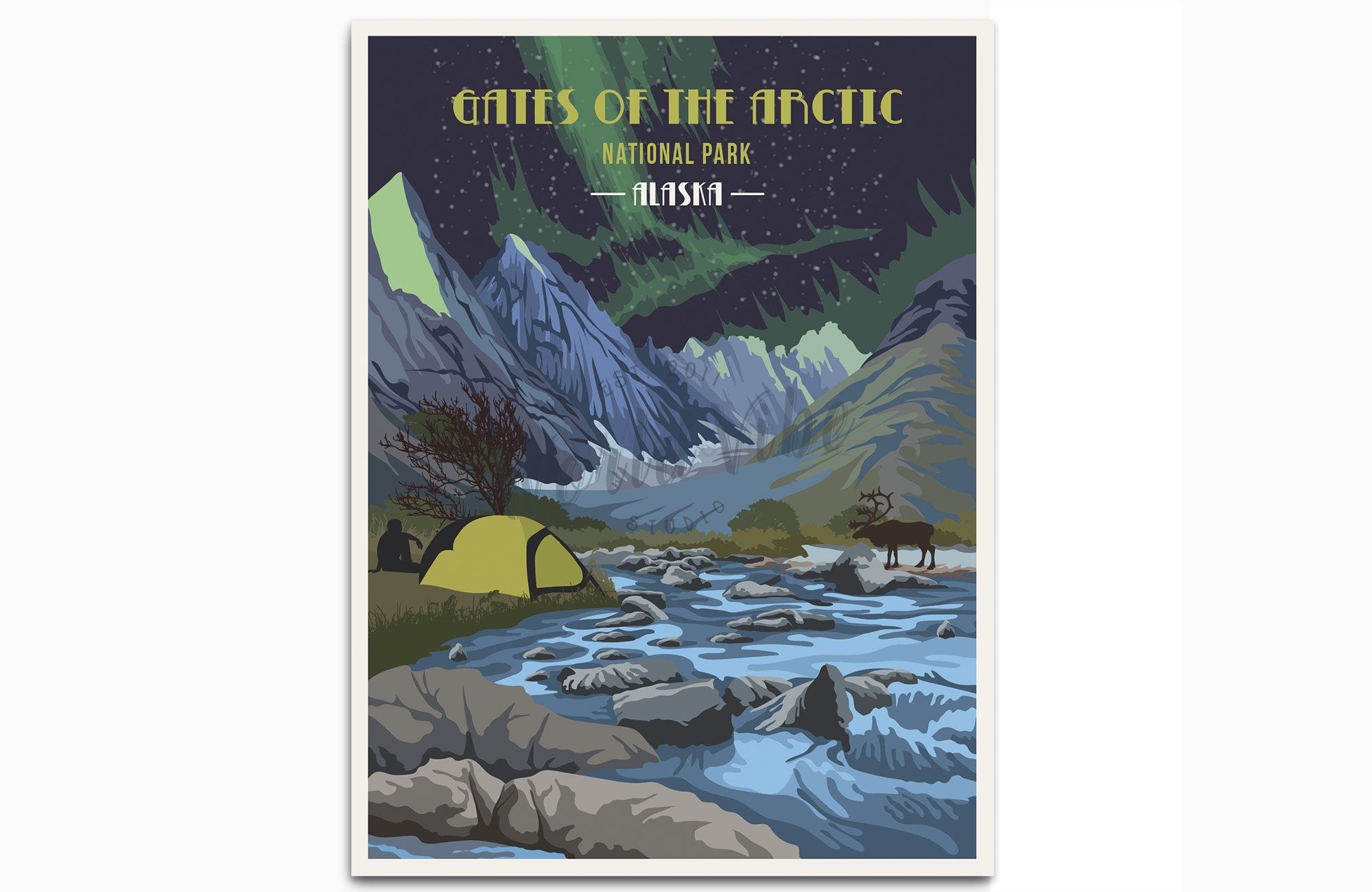 Gates of The Arctic National Park Poster, National Park Posters, Wall Art, Unframed Map World Vibe Studio 8X10 