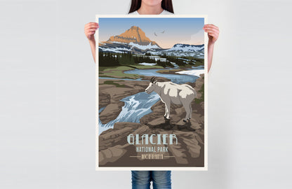 Glacier National Park Poster, Montana Prints, Unframed Map World Vibe Studio 
