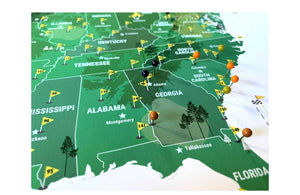 Greatest 100 PUBLIC Golf Course, Push Pin Option, PAPER OR CANVAS, PUBLIC, UNFRAMED Map World Vibe Studio 