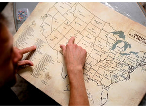 Top 100 US Golf Courses Map, Push Pin Canvas, VINTAGE STYLE Map World Vibe Studio 18X24 Canvas Roll Only 