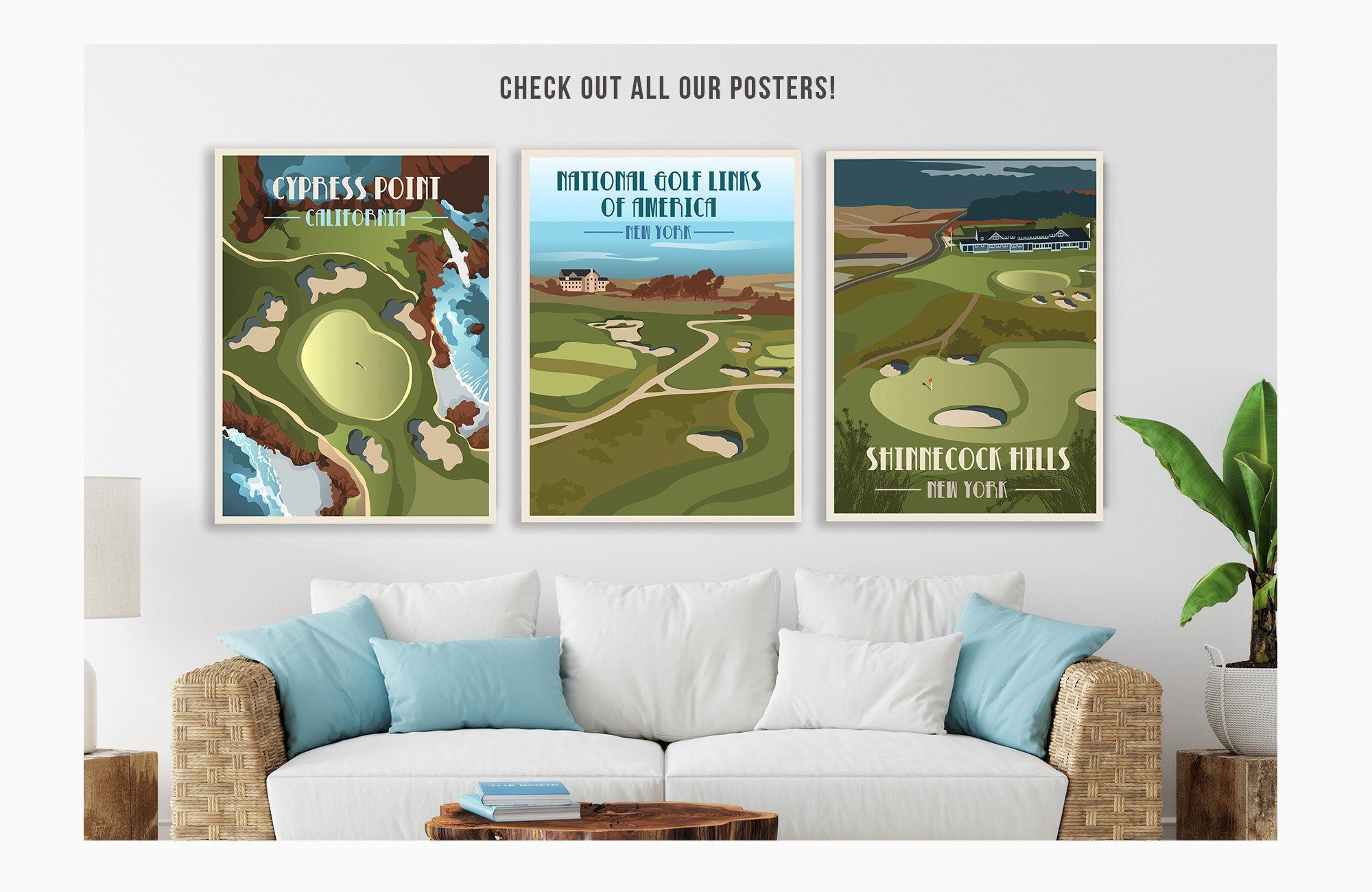 Cypress Point Country Club Golf Poster, Virginia, Golf Clubs of America, Unframed Map World Vibe Studio 