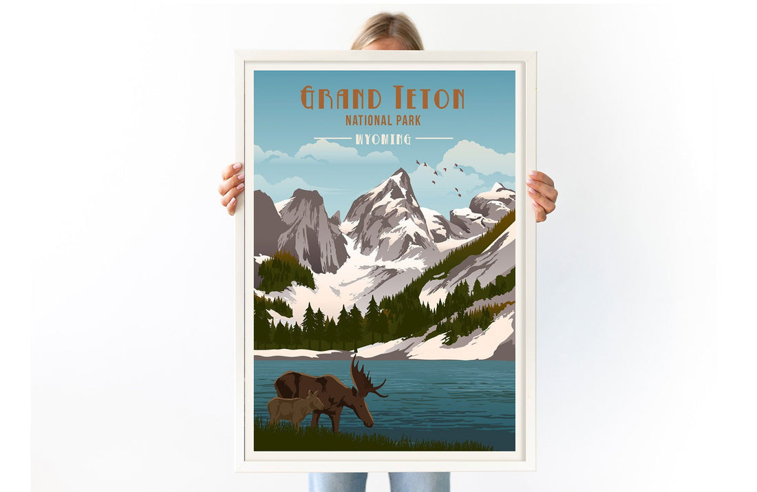 Grand Teton National Park Poster, National Park Poster, National Park Wall Art, Unframed Map World Vibe Studio 