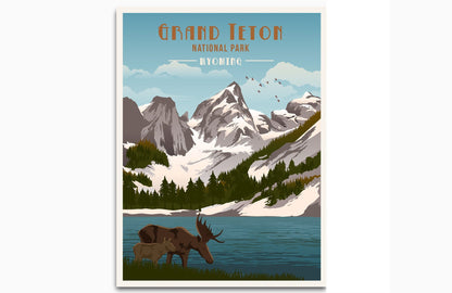 Grand Teton National Park Poster, National Park Poster, National Park Wall Art, Unframed Map World Vibe Studio 8X10 