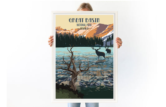 Great Basin National Park, Nevada, National Park Posters, Unframed Map World Vibe Studio 