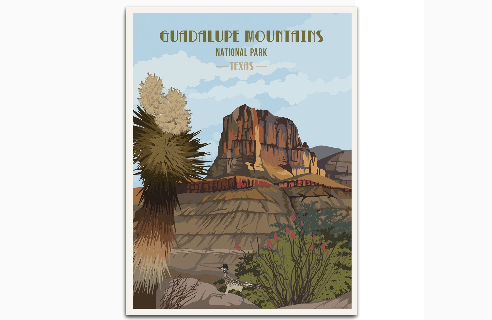 Guadalupe Mountains National Park, Texas, National Park Poster, Unframed Map World Vibe Studio 8X10 