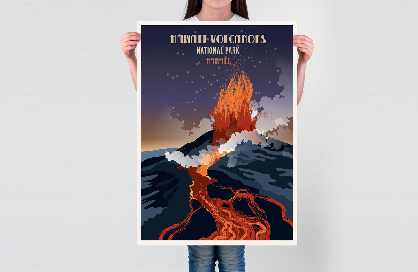 Hawaii Volcanoes National Park, Hawaii, National Park Prints, Unframed Map World Vibe Studio 8X10 