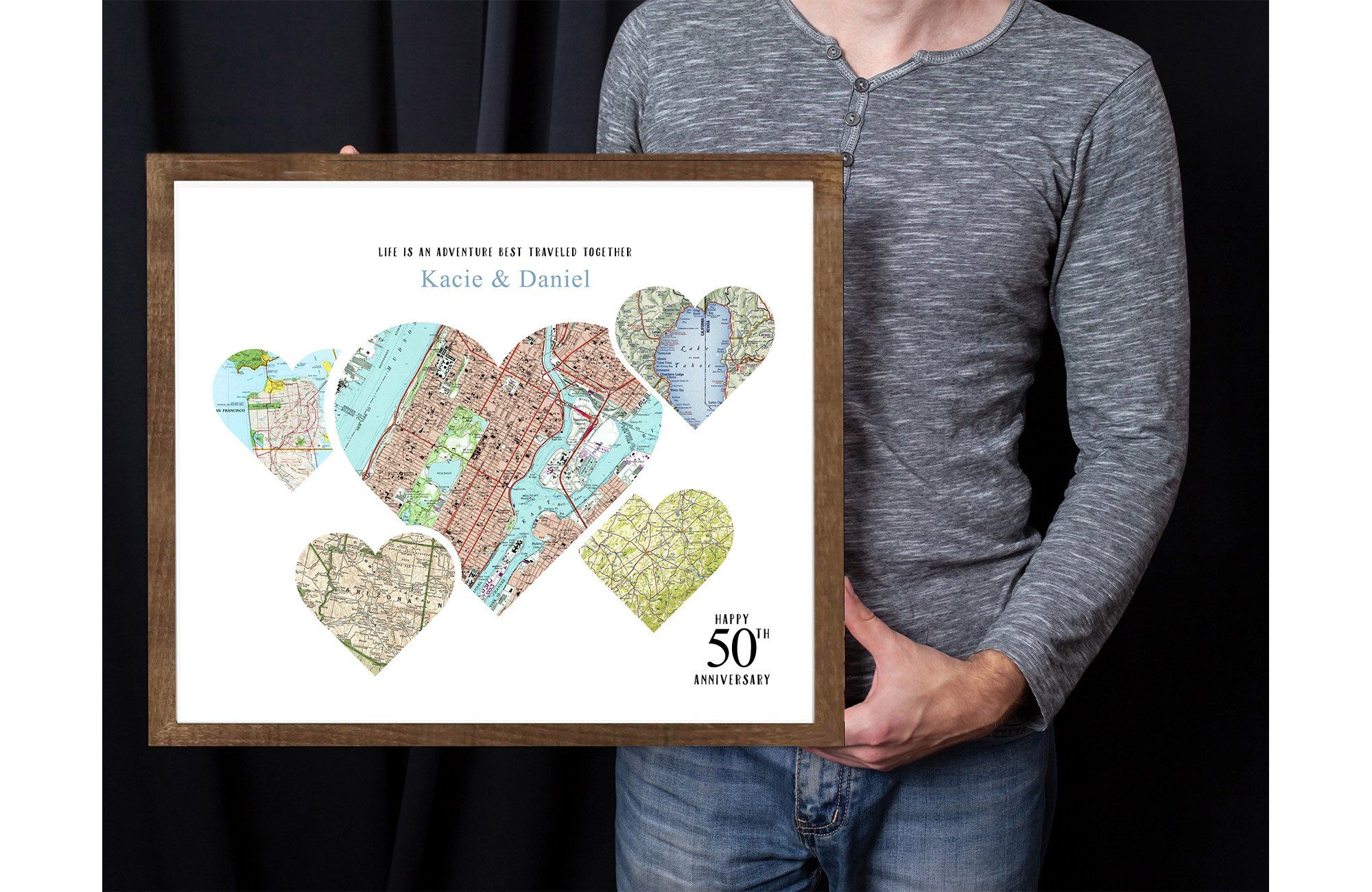 Personalized Adventure HEARTS Map - Unique Gift to Loved Ones. Map World Vibe Studio 