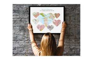 Personalized Adventure HEARTS Map - Unique Gift to Loved Ones. Map World Vibe Studio 