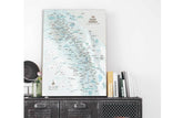 High Sierra TRAIL MAP, CANVAS WITH PUSH PINS Map World Vibe Studio 