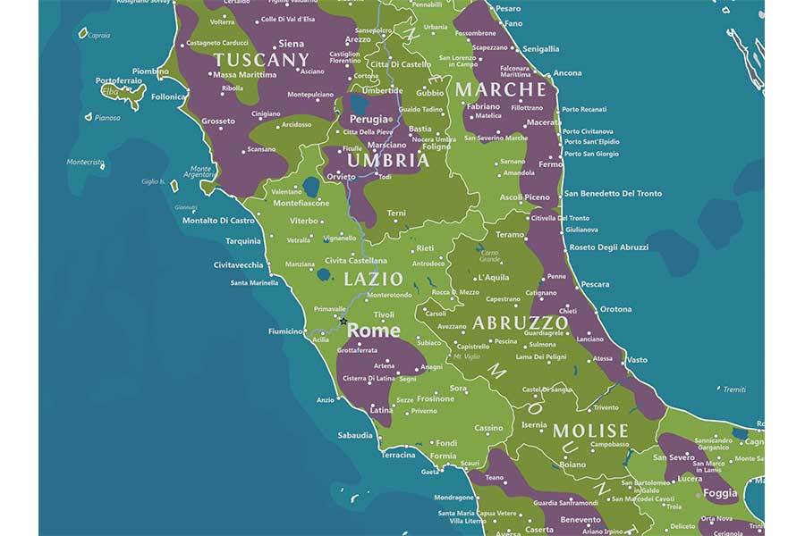 Wine Regions Of Italy, Map Poster Map World Vibe Studio 