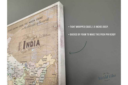 India Map, Canvas Wall Art, Pin Board Map World Vibe Studio 