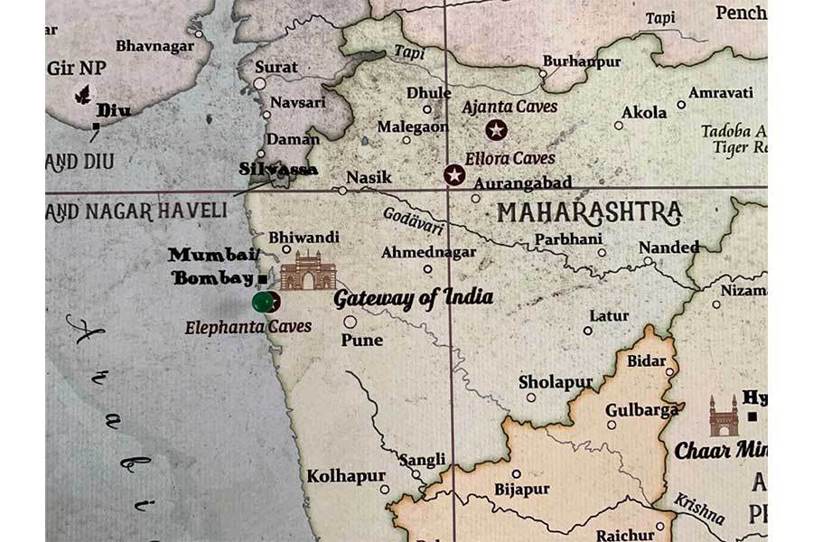 India Map, Canvas Wall Art, Pin Board Map World Vibe Studio 