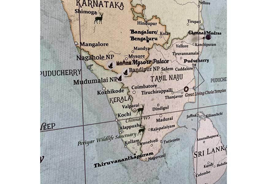 India Map, Canvas Wall Art, Pin Board Map World Vibe Studio 