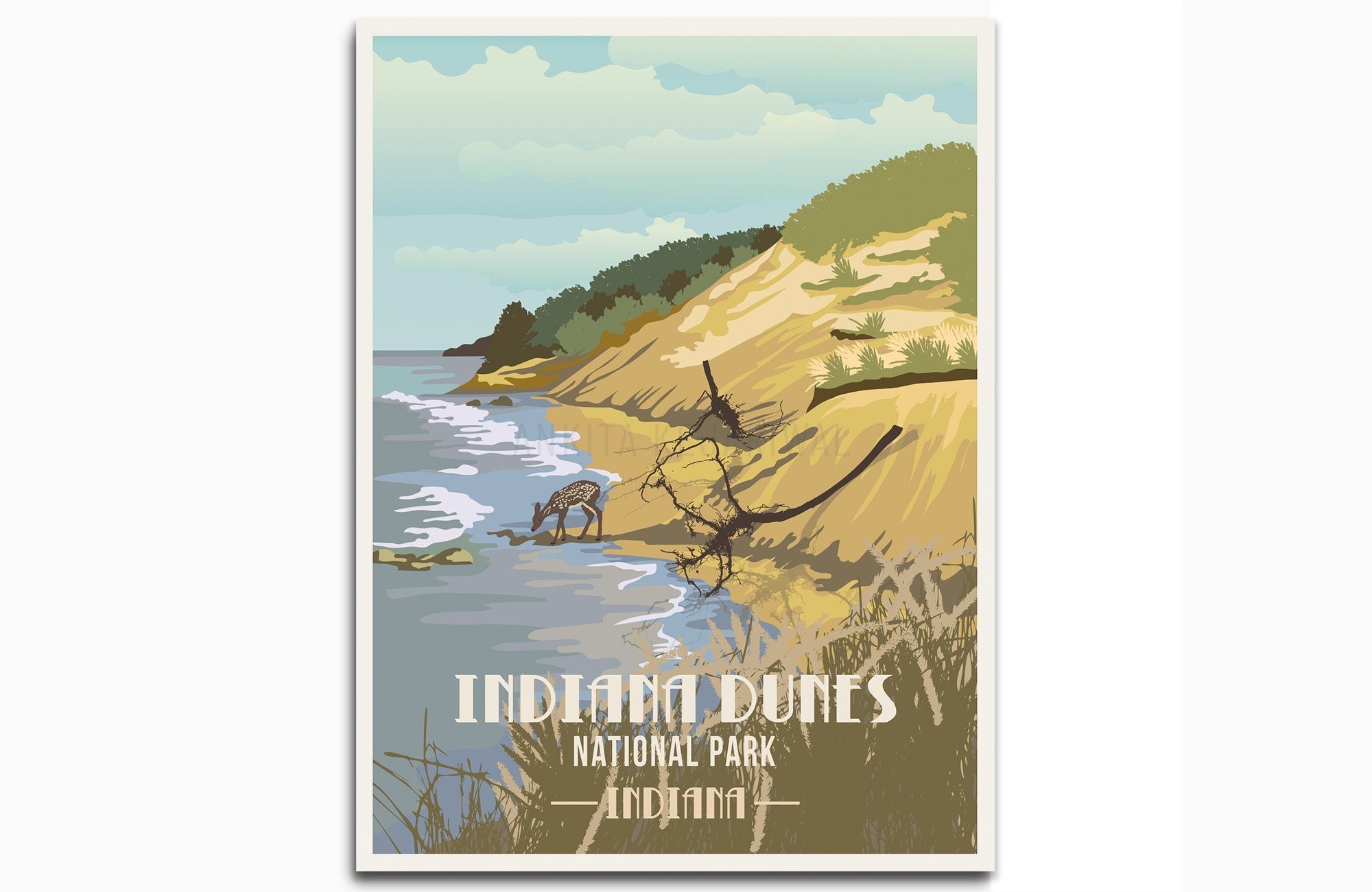 Indiana Dunes National Park, Indiana, National Park Poster, Unframed Map World Vibe Studio 8X10 