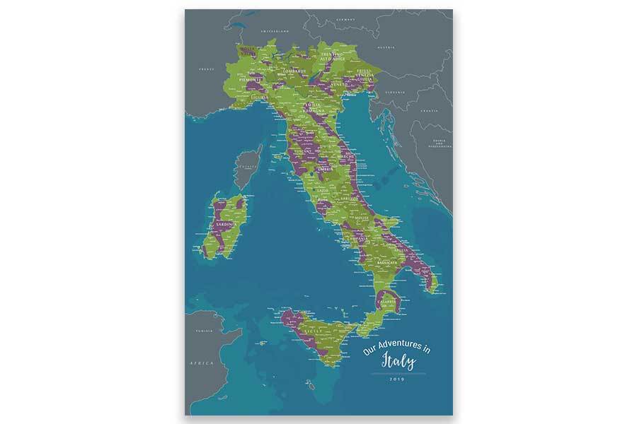 Wine Regions Of Italy, Map Poster Map World Vibe Studio 24X36 