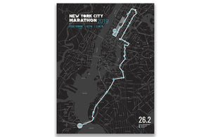 New York Marathon Map Canvas, Many Sizes Map World Vibe Studio 12X16 Black 