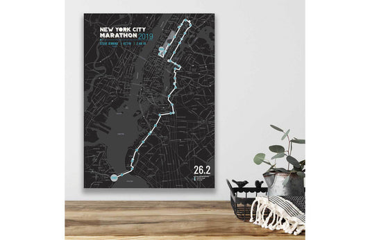 New York Marathon Map Canvas, Many Sizes Map World Vibe Studio 