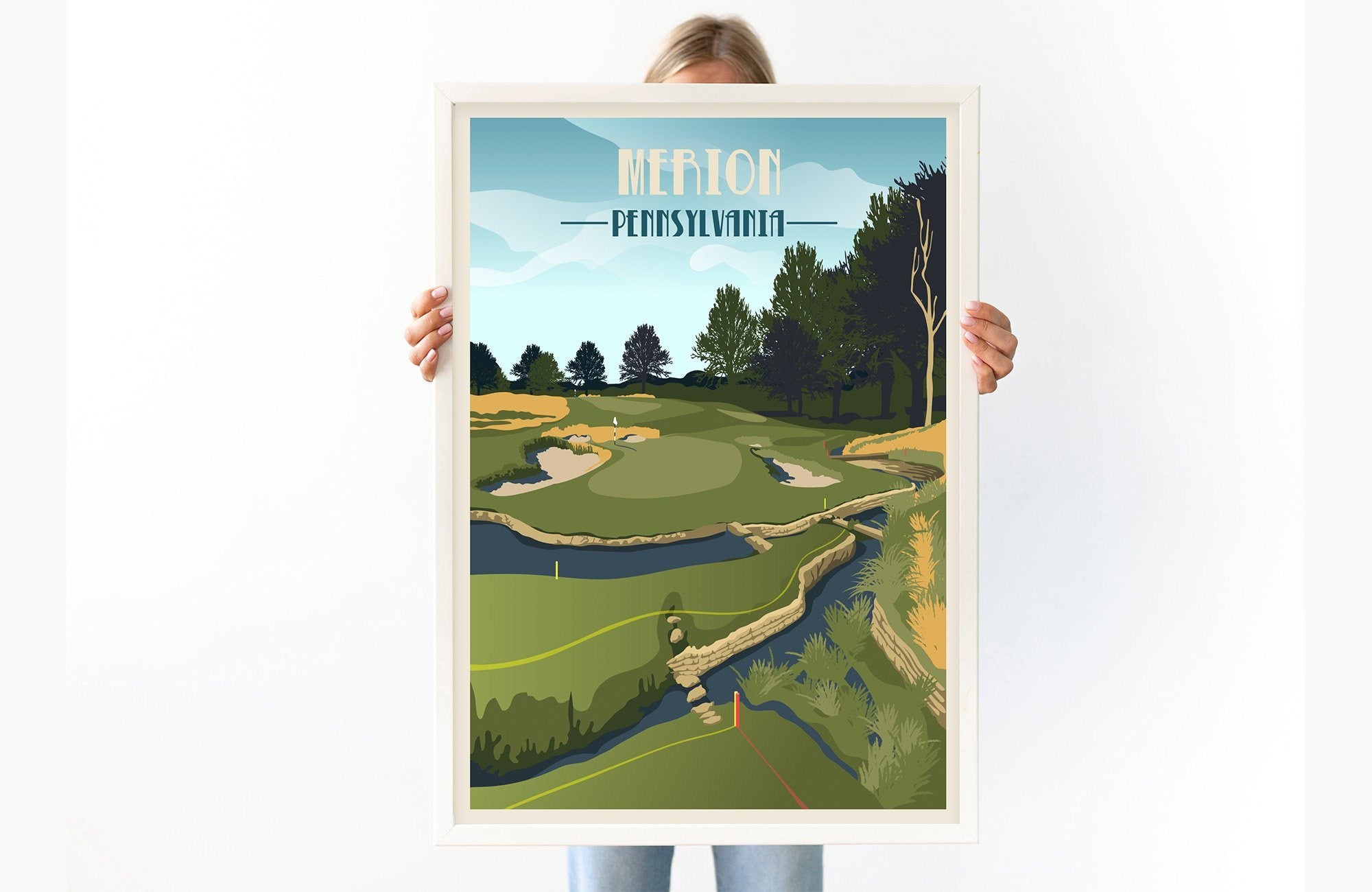 Merion Golf Club Poster, Pennsylvania, Golf Clubs of America, Unframed Map World Vibe Studio 