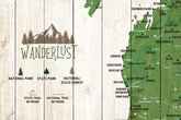 Michigan State Park Map, Canvas, Push Pin Map World Vibe Studio 