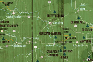 Michigan State Park Map, Canvas, Push Pin Map World Vibe Studio 