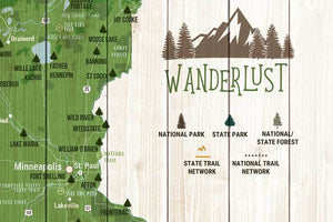 Minnesota State Park Map, Canvas, Pin Board Map World Vibe Studio 
