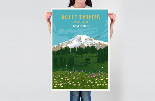 Mount Rainier National Park, Maine, National Park Prints, Unframed Map World Vibe Studio 