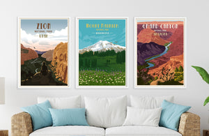 Mount Rainier National Park, Maine, National Park Prints, Unframed Map World Vibe Studio 