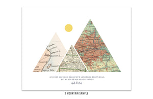 Valentines Day Gift For Husband, Romantic Valentines Day Gift For Him, Vintage Map Scans Map World Vibe Studio 8X10 3 Mountains 