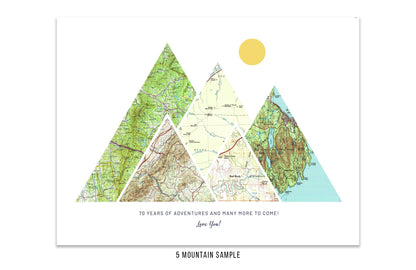 Valentines Day Gift For Husband, Romantic Valentines Day Gift For Him, Vintage Map Scans Map World Vibe Studio 8X10 5 Mountains 