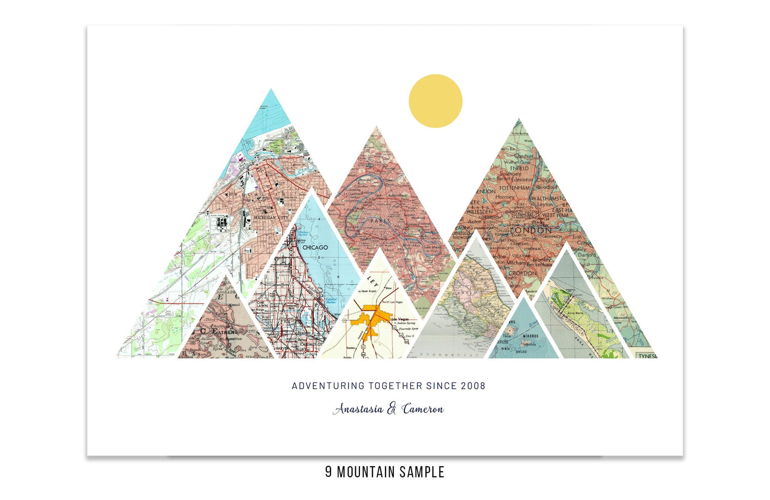 Valentines Day Gift For Husband, Romantic Valentines Day Gift For Him, Vintage Map Scans Map World Vibe Studio 20X30 9 Mountains 