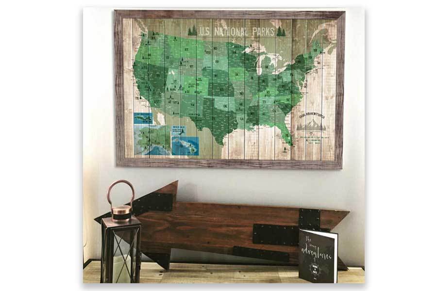 National Park Map with Many cities, Poster (Unframed) Map World Vibe Studio 