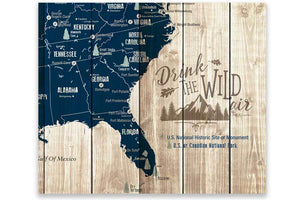 National Parks Map, Navy, National Park Decor, Unframed Map World Vibe Studio 
