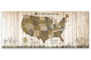 National Parks Memory Board, Canvas Map Push Pin Style, Tan Map World Vibe Studio 18X42 Tan 