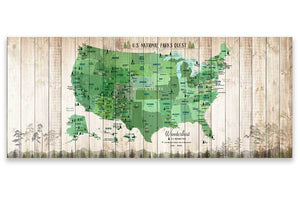National Parks Photo Board, Push Pin Canvas Board, Forest Green Map World Vibe Studio 