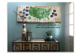 National Parks Memory Board, Canvas Map Push Pin Style, Tan Map World Vibe Studio 