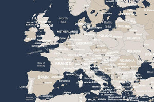 World Map Poster, Navy and Cream, Unframed Map World Vibe Studio 
