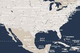 World Map Poster, Navy and Cream, Unframed Map World Vibe Studio 